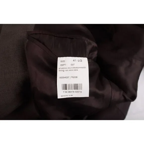 Brooks Brothers Mens Suit Jacket Sport Coat US 41 L Stretch Brown Wool Blend